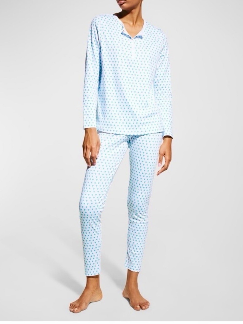 Roller Rabbit Long Sleeve Pajama Set Mint Hearts